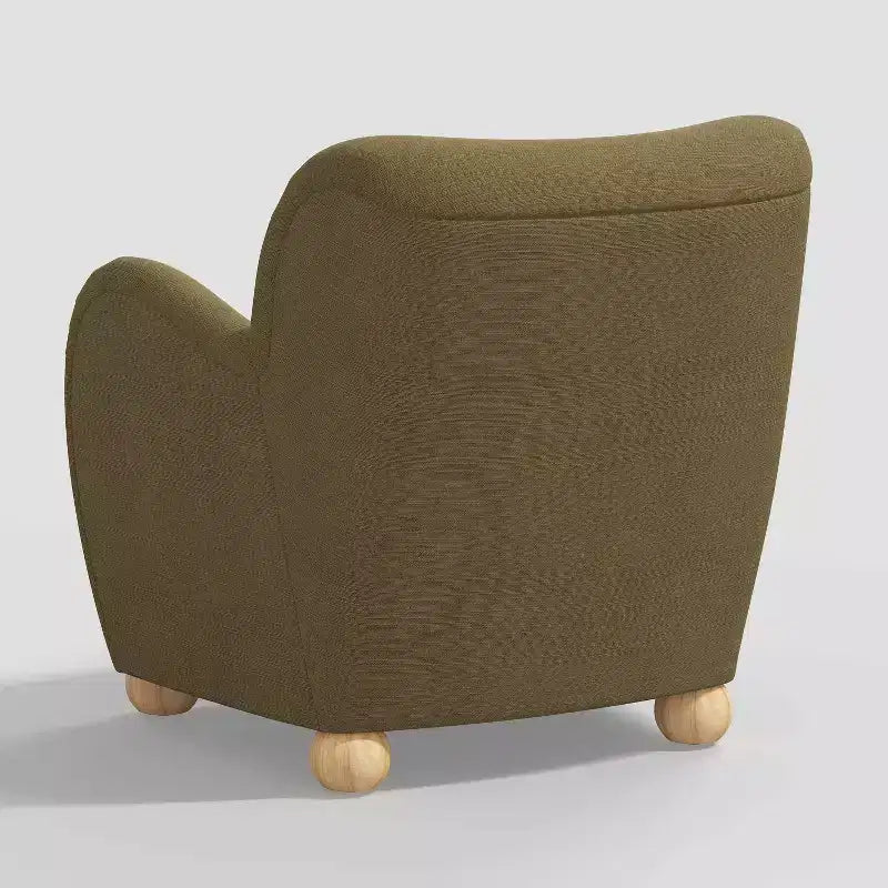 Poltroncina Accento in Lino con Seduta e Schienale Imbottiti, Struttura in Legno Massello di Pino