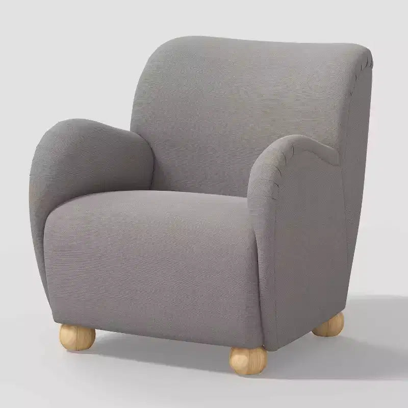 Poltroncina Accento in Lino con Seduta e Schienale Imbottiti, Struttura in Legno Massello di Pino
