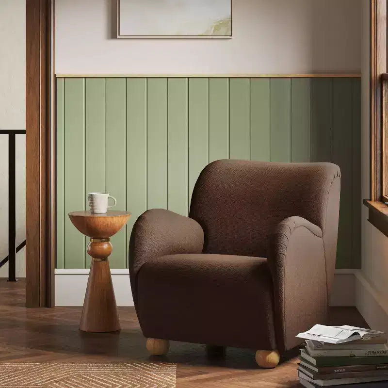 Poltroncina Accento in Lino con Seduta e Schienale Imbottiti, Struttura in Legno Massello di Pino