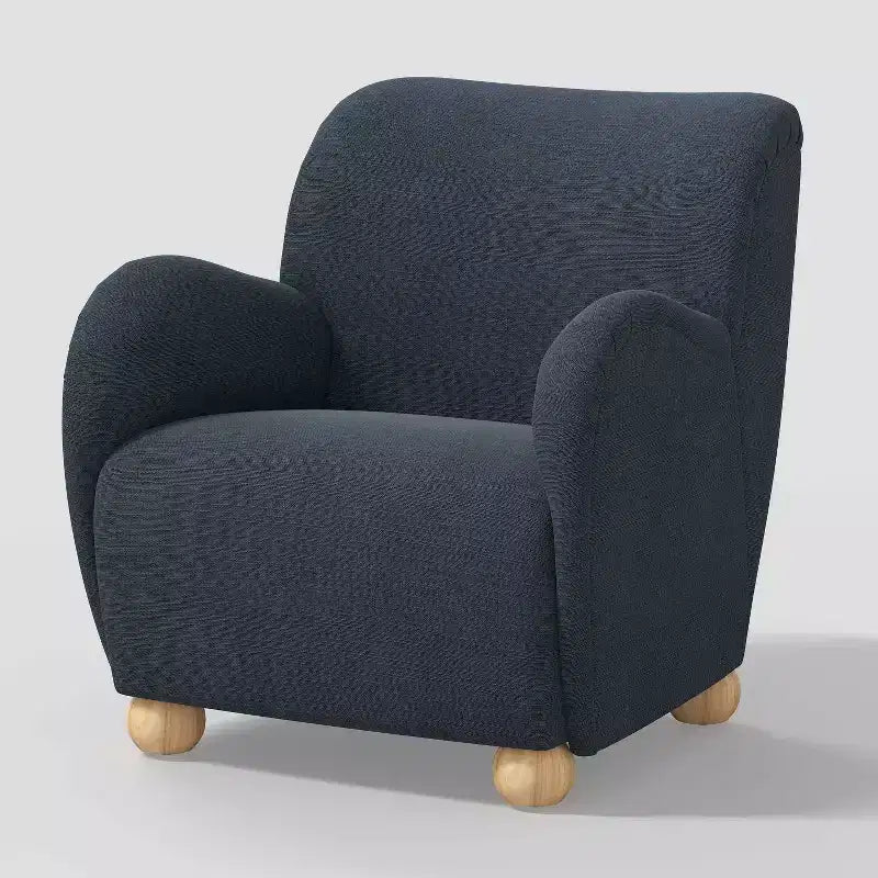 Poltroncina Accento in Lino con Seduta e Schienale Imbottiti, Struttura in Legno Massello di Pino