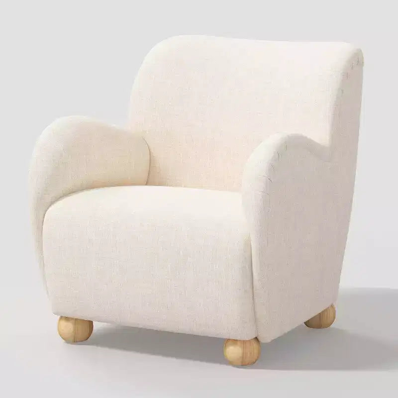 Poltroncina Accento in Lino con Seduta e Schienale Imbottiti, Struttura in Legno Massello di Pino