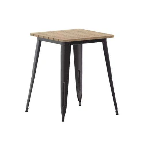 Merrick Lane Indoor/Outdoor Dining Table, 23.75 Square All Weather Poly Resin Top with Steel Base