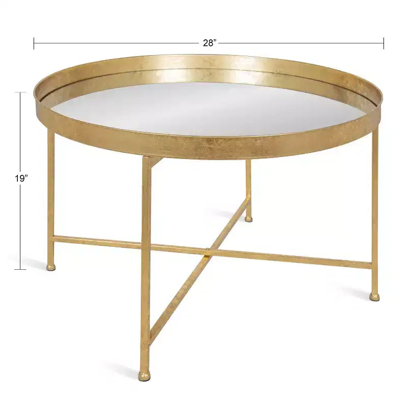Tavolino da caffè rotondo in metallo 28,25", finitura bicolore oro, costruzione 100% ferro