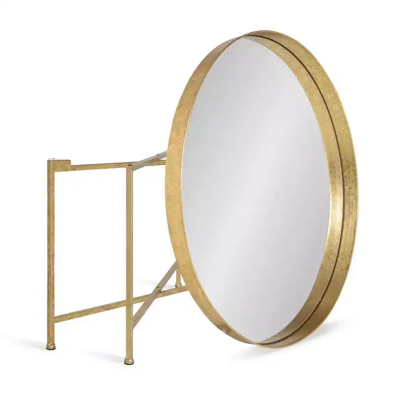 Tavolino da caffè rotondo in metallo 28,25", finitura bicolore oro, costruzione 100% ferro