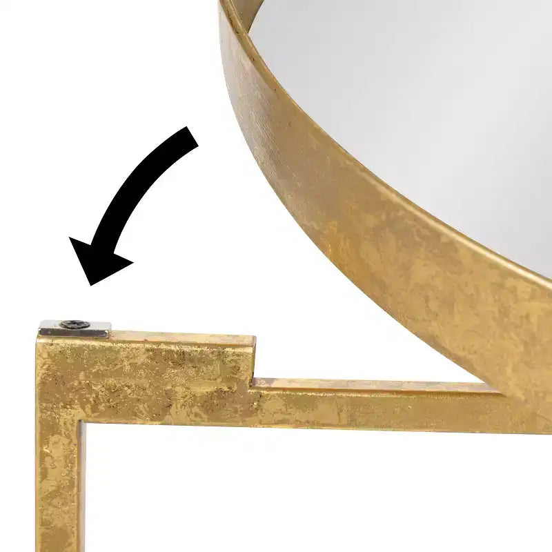 Tavolino da caffè rotondo in metallo 28,25", finitura bicolore oro, costruzione 100% ferro