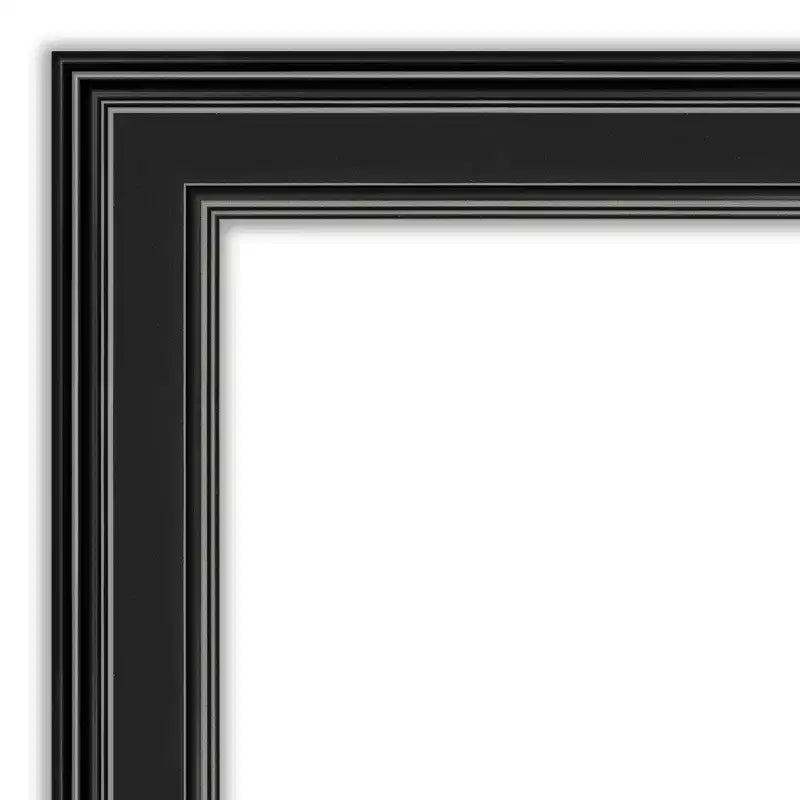 Specchio da parete per bagno Petite Bevel, cornice nera con bordi interni ed esterni rialzati