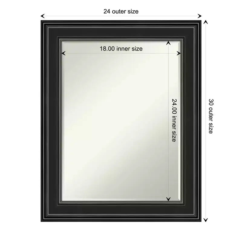 Specchio da parete per bagno Petite Bevel, cornice nera con bordi interni ed esterni rialzati