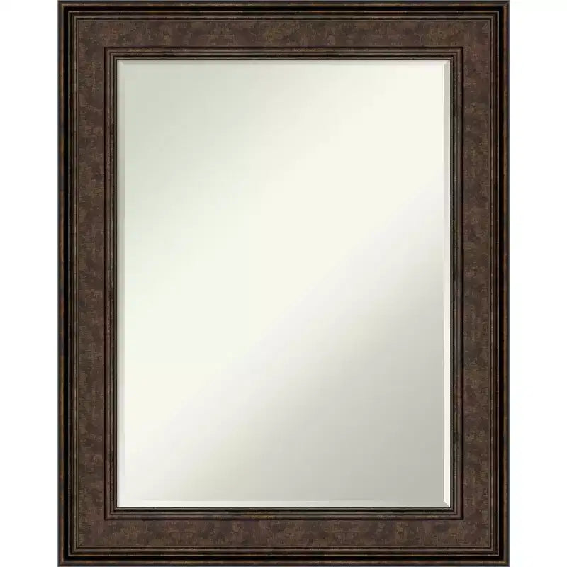 Specchio da parete per bagno Petite Bevel, cornice nera con bordi interni ed esterni rialzati