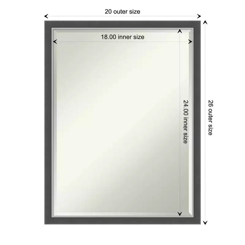 Specchio da bagno Petite Bevel da parete, cornice piatta nera opaca con bordo argento