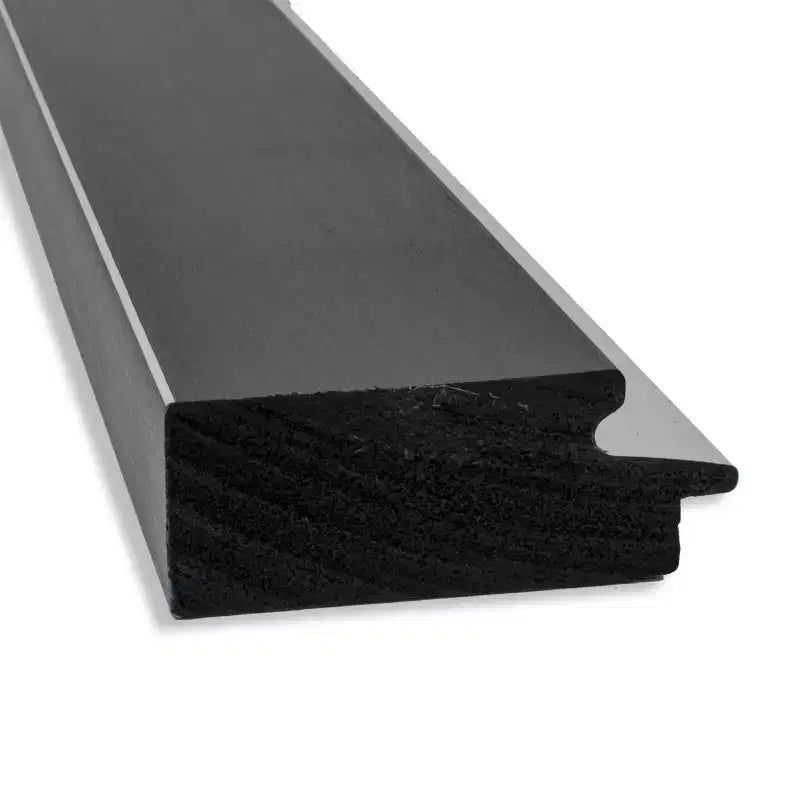 Specchio da bagno Petite Bevel da parete, cornice piatta nera opaca con bordo argento