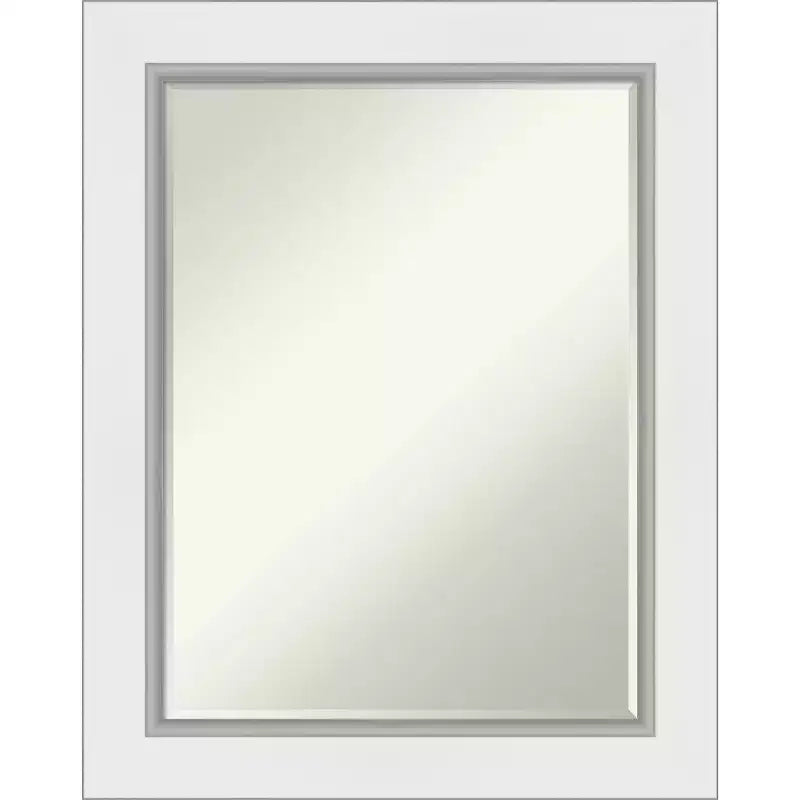Specchio da bagno Petite Bevel da parete, cornice piatta nera opaca con bordo argento