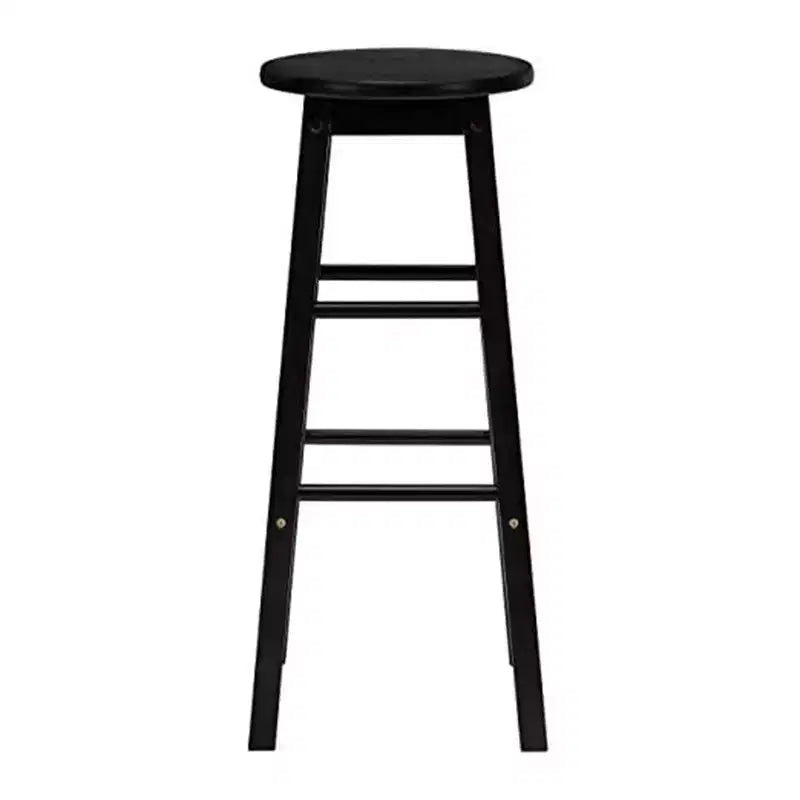 Sgabelli da bancone senza schienale rotondi da 24", neri, 4 gambe quadre, capacità 102 kg (set da 6)