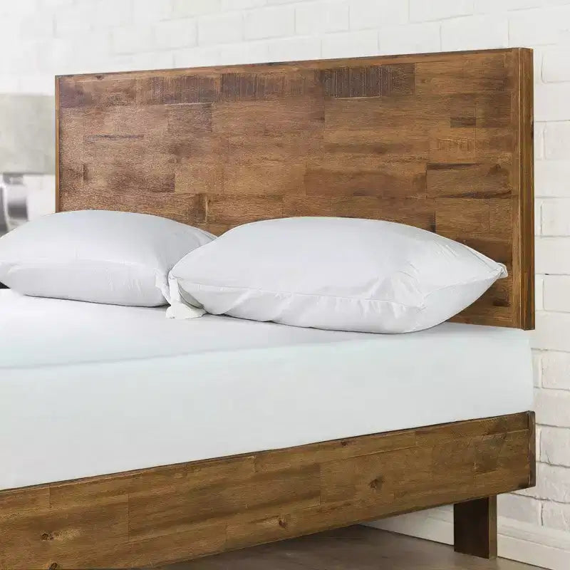 Struttura Letto a Piattaforma in Legno con Testiera Regolabile, Marrone, Nessuna Rete a Doghe Necessaria